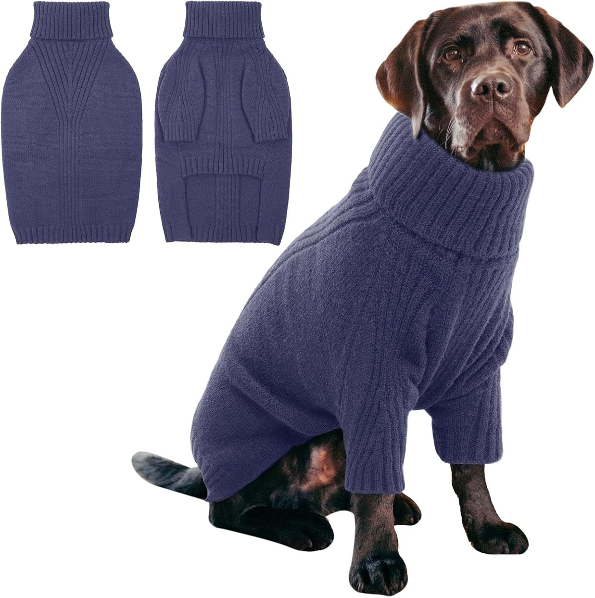 IECOii XXL Dog Sweater,Thermal Knit Big Dog Sweater Christmas,Pet Turtleneck Doggy Sweatshirt for Extra Large Dogs Boy Girl,Stretchy Large Dogs Cold Weather Outfit Pitbull Clothes,(Green XXL) - Image 12