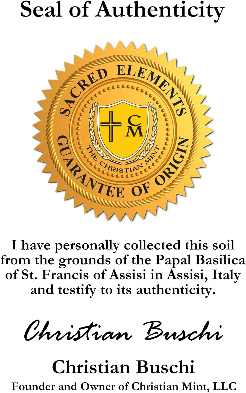 Italian silver alloy pet medal reverse side showing sealed Assisi soil capsule