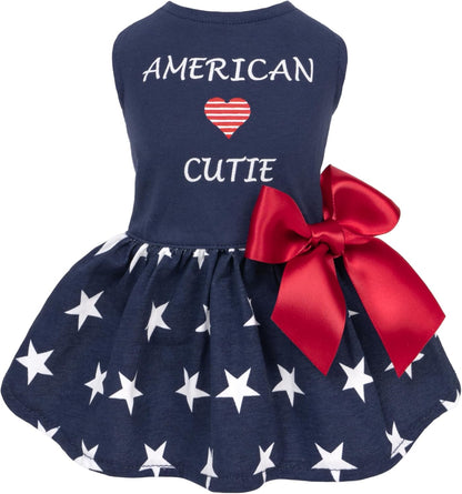 Fitwarm patriotic american cutie dog dress front view