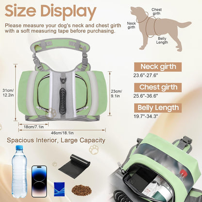 Detachable dog backpack vest being converted into a lightweight harness