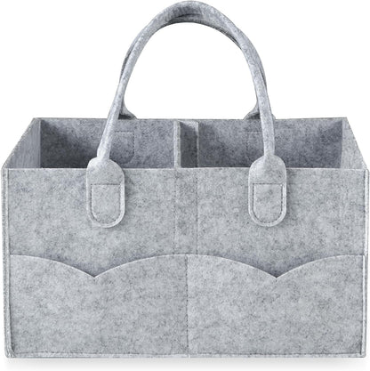 PandaEar baby diaper caddy organizer in grey front view
