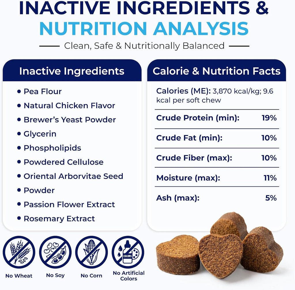 Calming Chews for Dogs 90pc Dog Calming Chews - Anxiety Relief Relaxing Calm Dog Melatonin Treats,Bites for Puppy,Small-Large Dogs Anxiety,Daily Stress & Separation,Fireworks, Thunder, Barking Support - Image 9