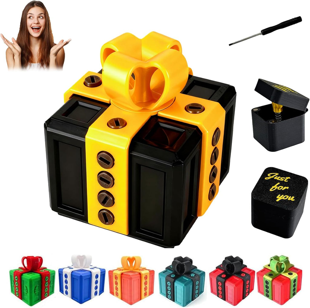 RAESOUL Gotcha Box annoying present front view showing 3D printed screws.