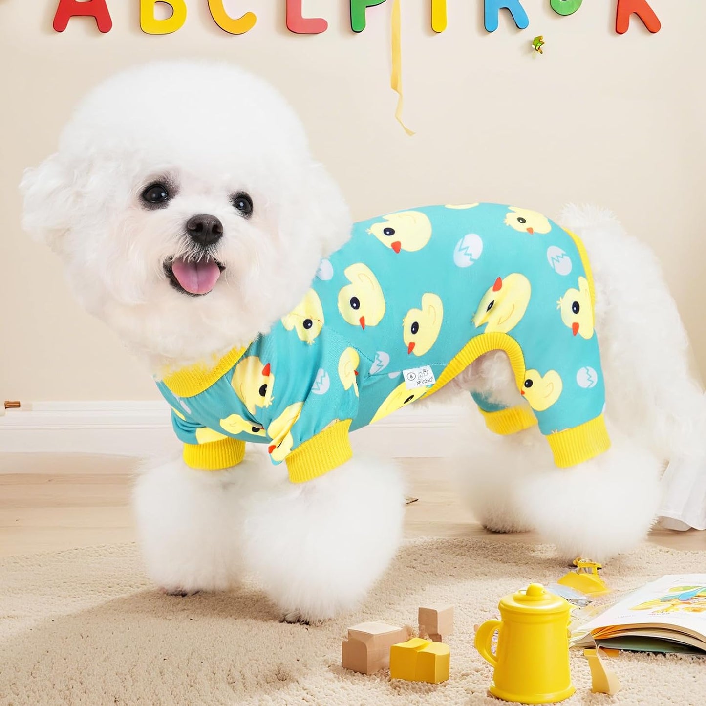 XPUDAC breathable dog clothes close-up view focusing on the high-quality stitching and stretch material.