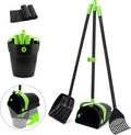 Ibestbuy pooper scooper kit front view showcasing the green adjustable handle swivel bin rake and spade