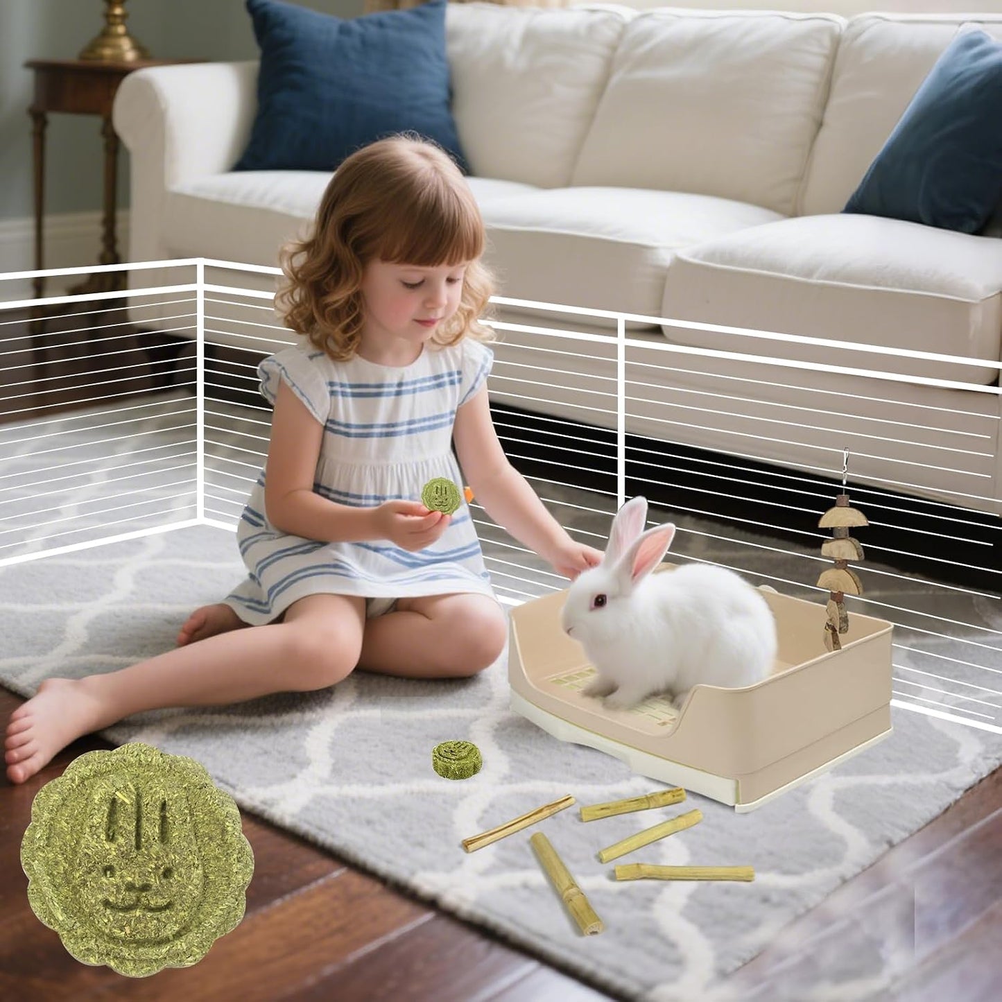 Rubyhome litter pan with secure cage attachment locks