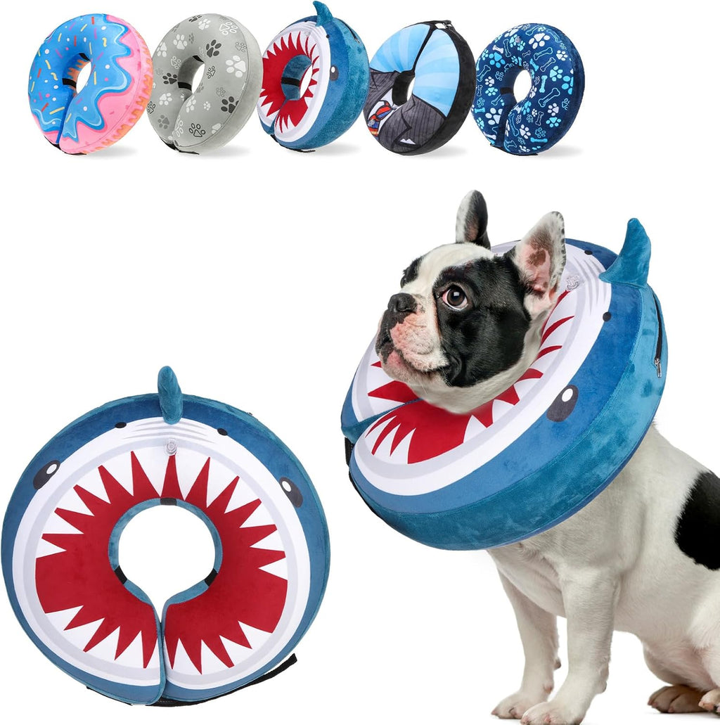 SCENEREAL Dog Cone Alternative After Surgery Pet Recovery Collar for Small Medium Large Dogs Cats, Adjustable Inflatable Donut to Prevent Licking, Black Suit Print E-Collars - Image 12