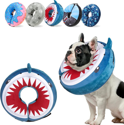 SCENEREAL Dog Cone Alternative After Surgery Pet Recovery Collar for Small Medium Large Dogs Cats, Adjustable Inflatable Donut to Prevent Licking, Black Suit Print E-Collars - Image 12