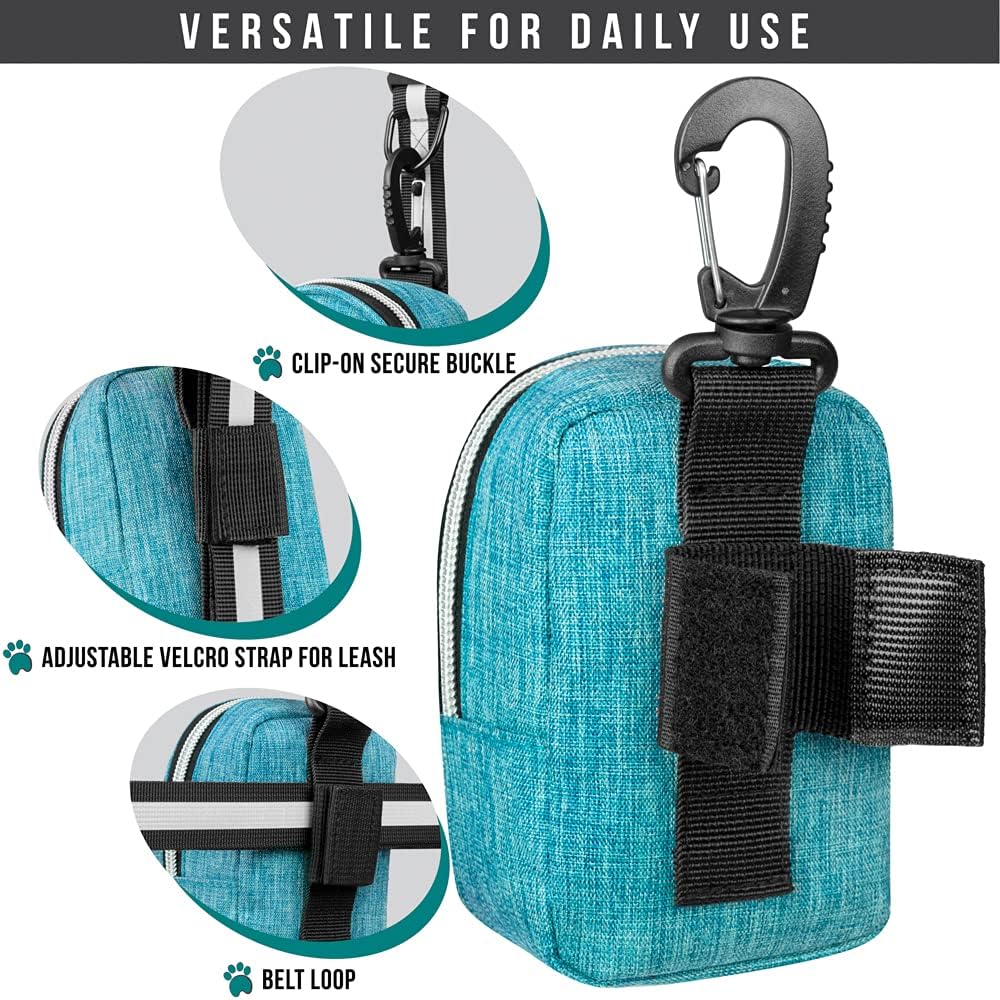 PetAmi portable doggy waste bag carrier attached to a retractable leash with velcro straps
