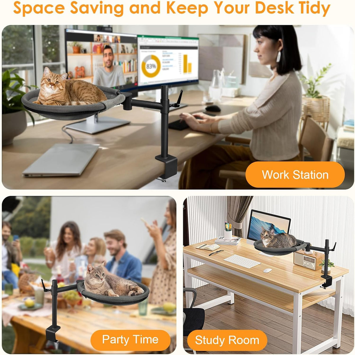 Crazydeer cat desk bed supporting indoor cat comfortably