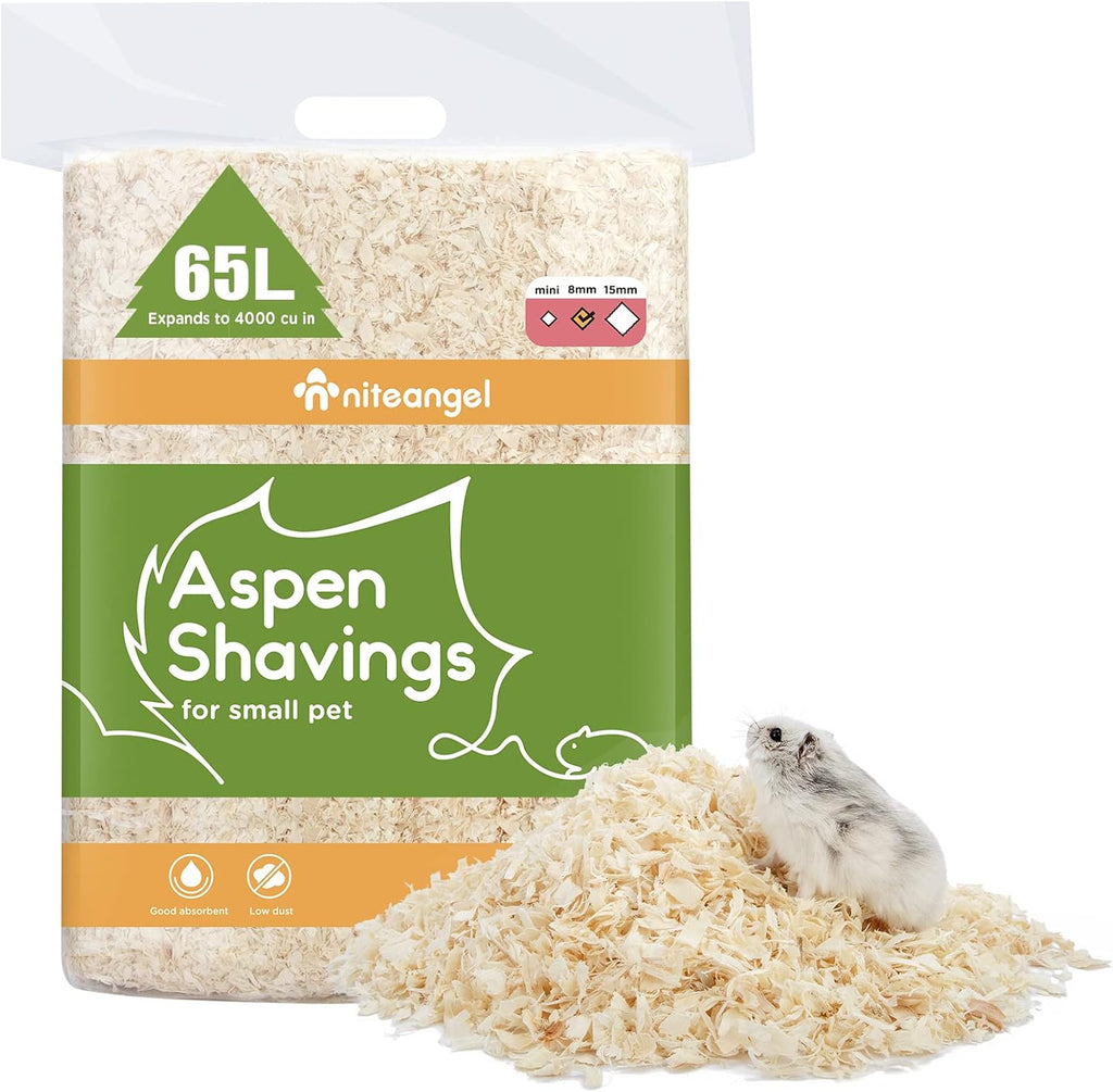 Niteangel Aspen Shaving Hamster Beddings for Syrian Dwarf Hamster Gerbil Mice Degu Rat Rabbit Bunny Guinea Pig Chinchilla Hedgehog or Other Small Pets (65L - Mini) - Image 14
