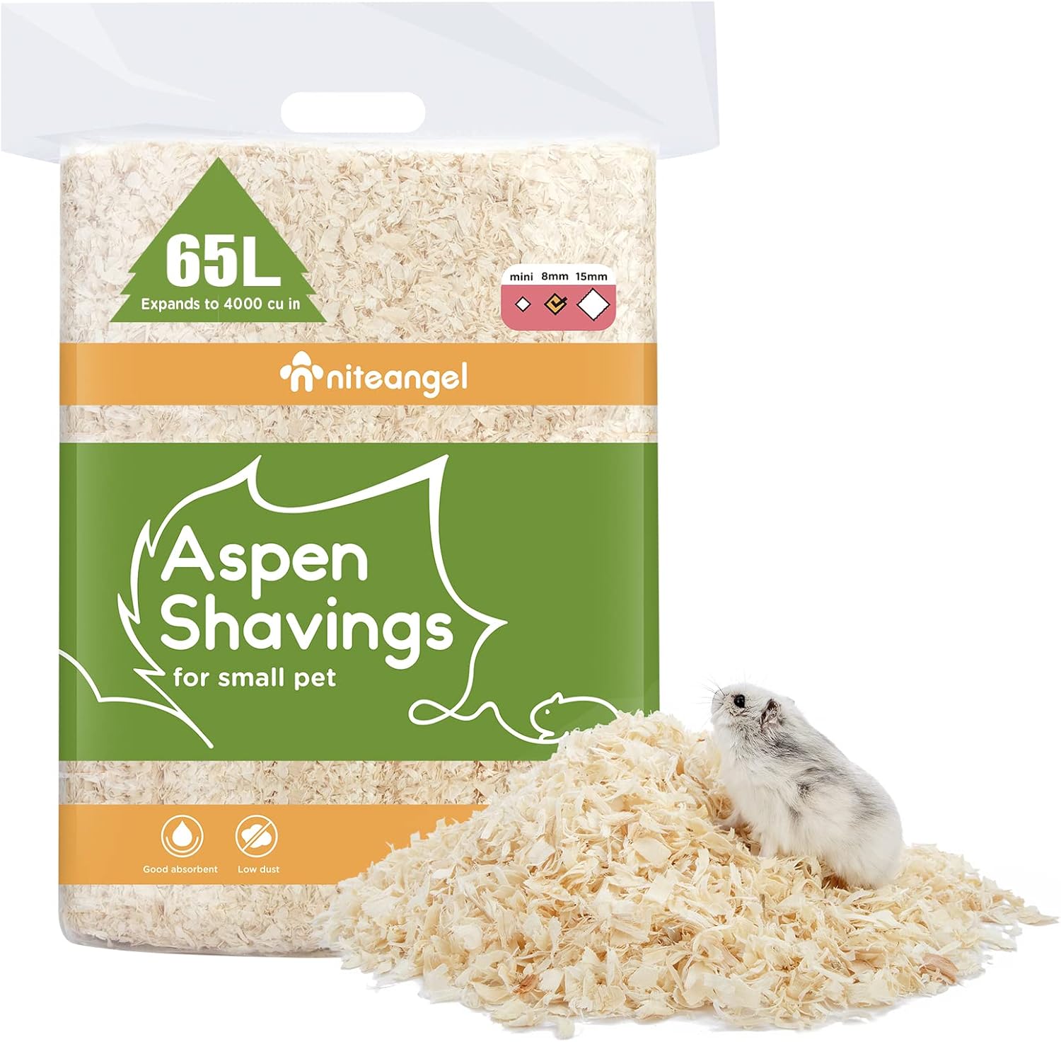 Niteangel Aspen Shaving Hamster Beddings for Syrian Dwarf Hamster Gerbil Mice Degu Rat Rabbit Bunny Guinea Pig Chinchilla Hedgehog or Other Small Pets (65L - Mini) - Image 14