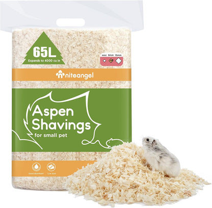 Niteangel Aspen Shaving Hamster Beddings for Syrian Dwarf Hamster Gerbil Mice Degu Rat Rabbit Bunny Guinea Pig Chinchilla Hedgehog or Other Small Pets (65L - Mini) - Image 14