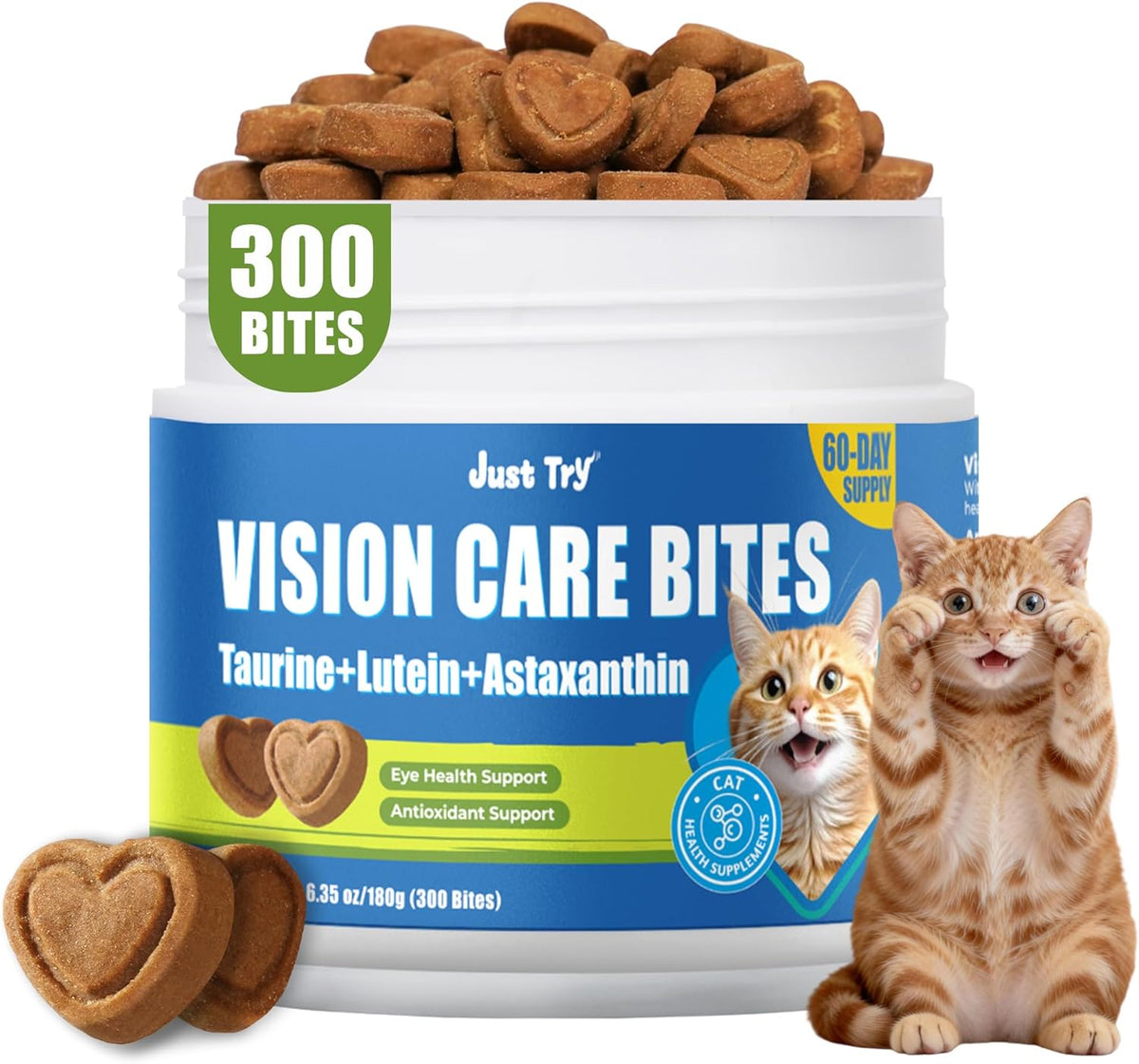 Just Try 6.35 oz Cat Taurine Bites - Taurine for Cats with L-Carnitine, Omega 3 and Vitamins - Supports Immune, Heart and Eyes Health Cat Supplements 300 Bites - Image 9