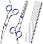 FAIGEO Dog Grooming Scissors with Safety Round Tips Stainless Steel Professional Dog Grooming Kit - Thinning, Curved Scissors and Comb for Cat Pet (Pink 4 in 1) - Image 11