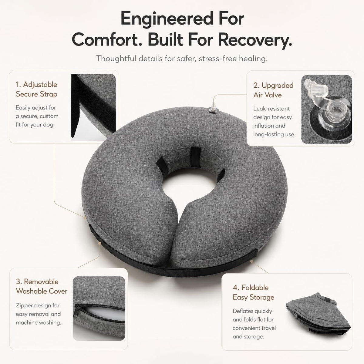 Extra large grey recovery cone for German Shepherds and Rottweilers