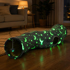 Cat Tunnel Tube with Plush Ball Toys Collapsible Self-Luminous Photoluminescence, for Small Animals Pets Bunny Rabbits, Kittens, Ferrets,Puppy and Dogs Grey Moon Star - Image 10