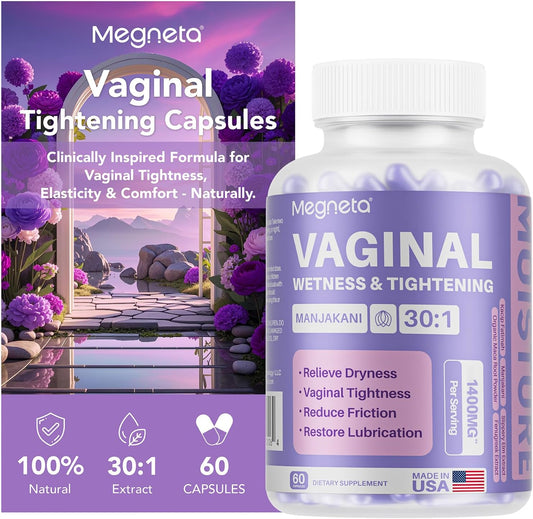 MEGNETA Vaginal Tightening Capsules front view bottle for feminine health.