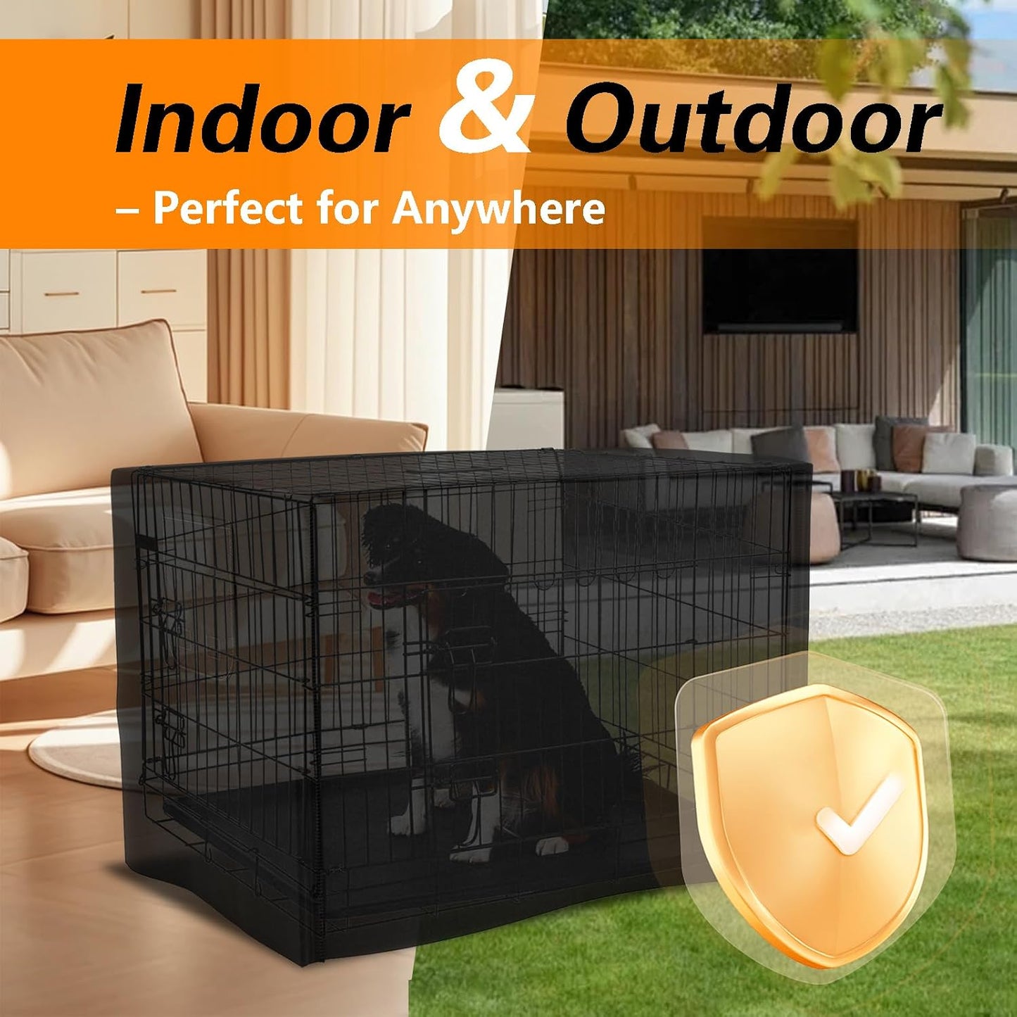 EVRBUL Dog Crate Cover Heavy Duty 420D Fabric Pet Kennel Cover Universal Compatible with 48 inches Wire Cage 48 x 30 x 33 Inches All Sides Open - Image 9