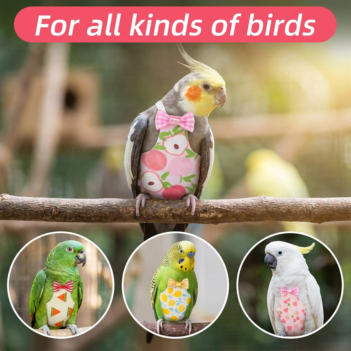 Fiyooau parakeet diaper showing secure back buckle