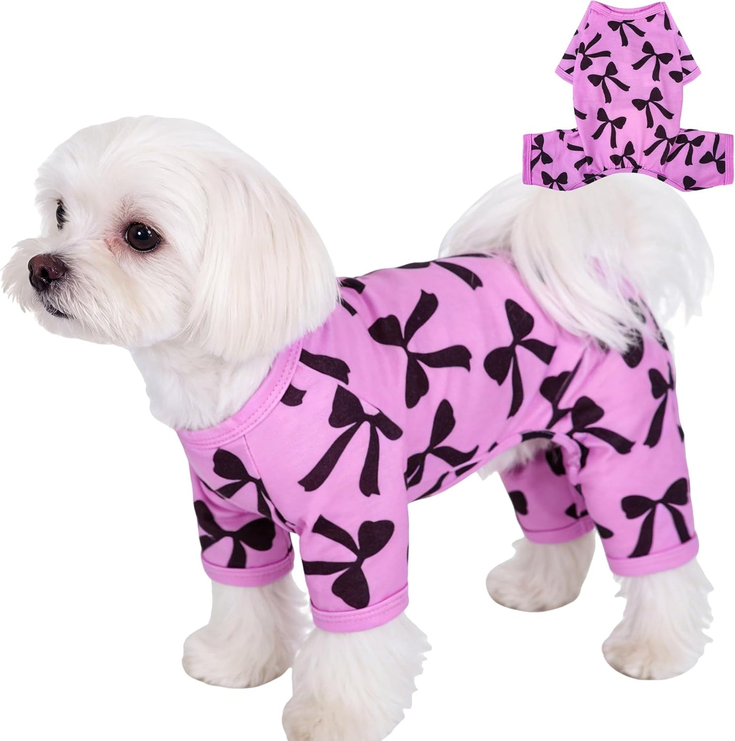 Dog Pajamas Summer Small Dog Clothes Soft Breathable Puppy Pajamas Girl Lightweight Dog Onesie Cute Cat Pet Clothes Puppy Jumpsuit (Pink Leopard, Small) - Image 12