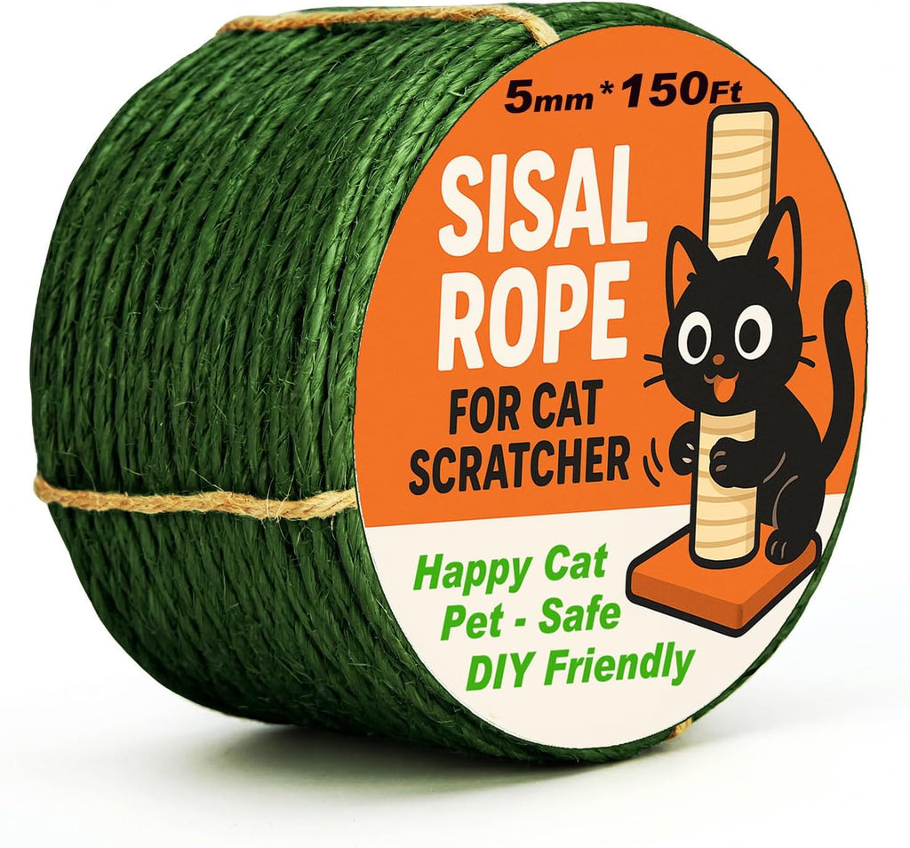 Natural Sisal Rope for Cat Scratcher Tree Thick 5-mm 1/5 Inch by 100 Feet, Cat Tower Climbing Twine for Cat Scratching Post Replacement, Scratch Post Repairing, Replace, Recovering and DIY, White - Image 12