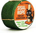 Natural Sisal Rope for Cat Scratcher Tree Thick 5-mm 1/5 Inch by 100 Feet, Cat Tower Climbing Twine for Cat Scratching Post Replacement, Scratch Post Repairing, Replace, Recovering and DIY, White - Image 12