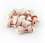 Dingo small breed red rawhide bone close up view