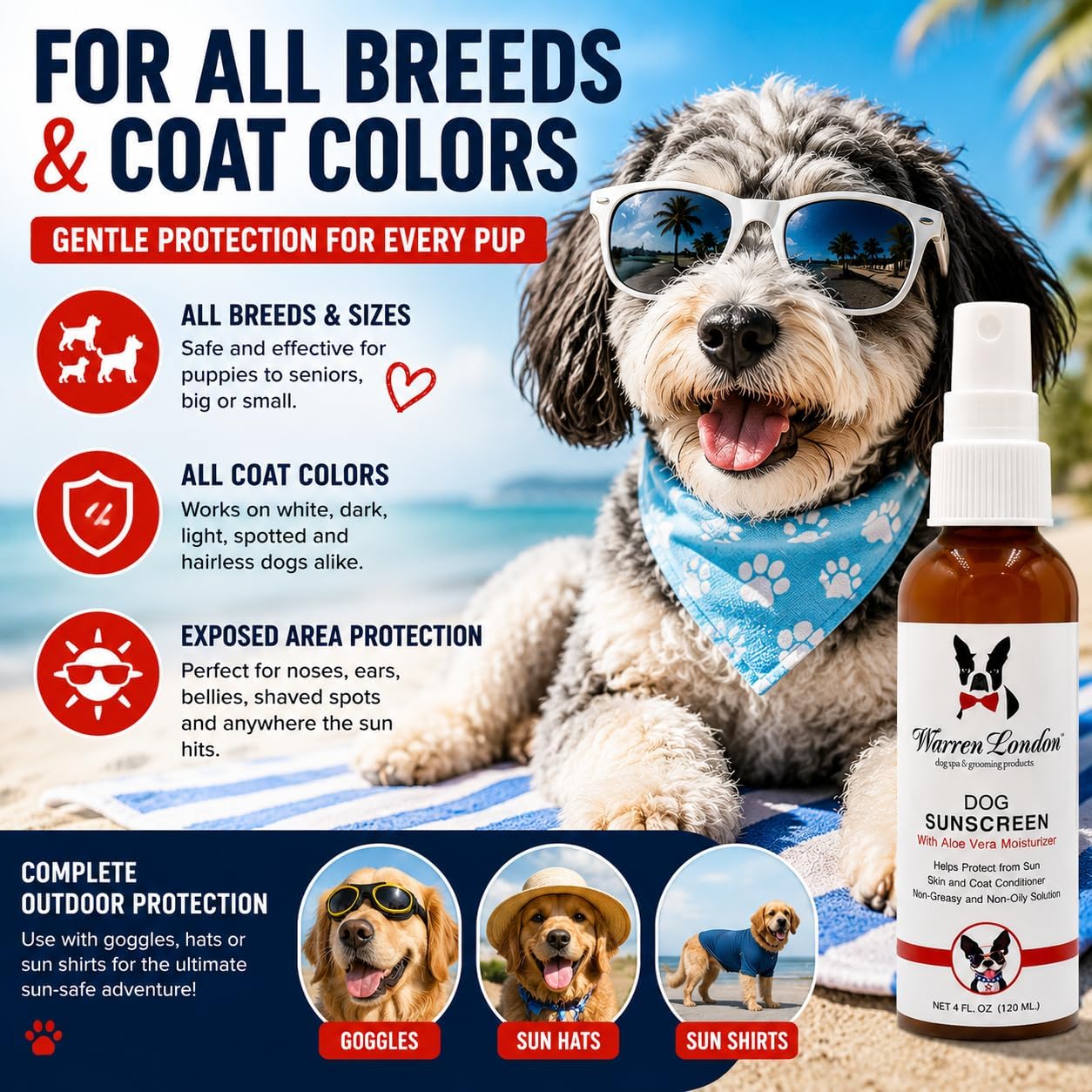 Warren London canine sunscreen with aloe vera for dogs