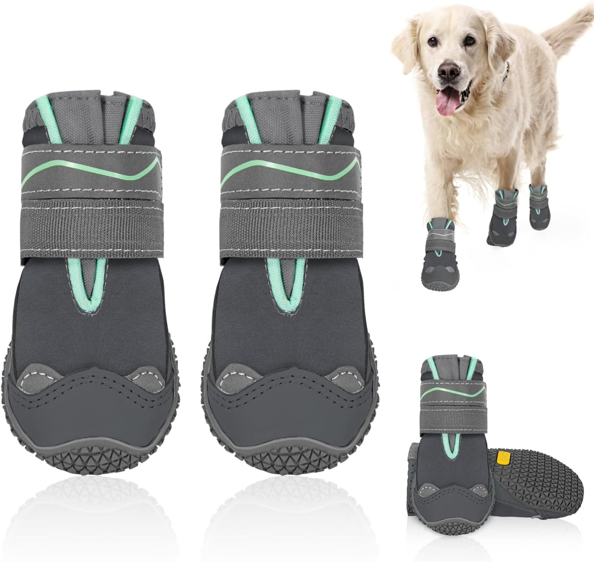 SlowTon Dog Shoes for Large Small Medium Dogs - Breathable Dog Boots for Summer Hot Pavement, Paw Protector for Outdoor Walking Winter Snow, Anti-Slip Rubber Dog Booties for Hardwood Floor (Green, 6) - Image 15