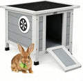Coziwow Rabbit Hutch, Bunny Cage Indoor with Openable, Portable Small Animals Shelters with Nonslip Ramp for Hideout Rabbits/Feral Cats/Chicken/Duck/Small Animals-Gray - Image 1