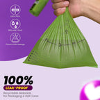 Thick leakproof cornstarch pet cleanup bags rolls close up