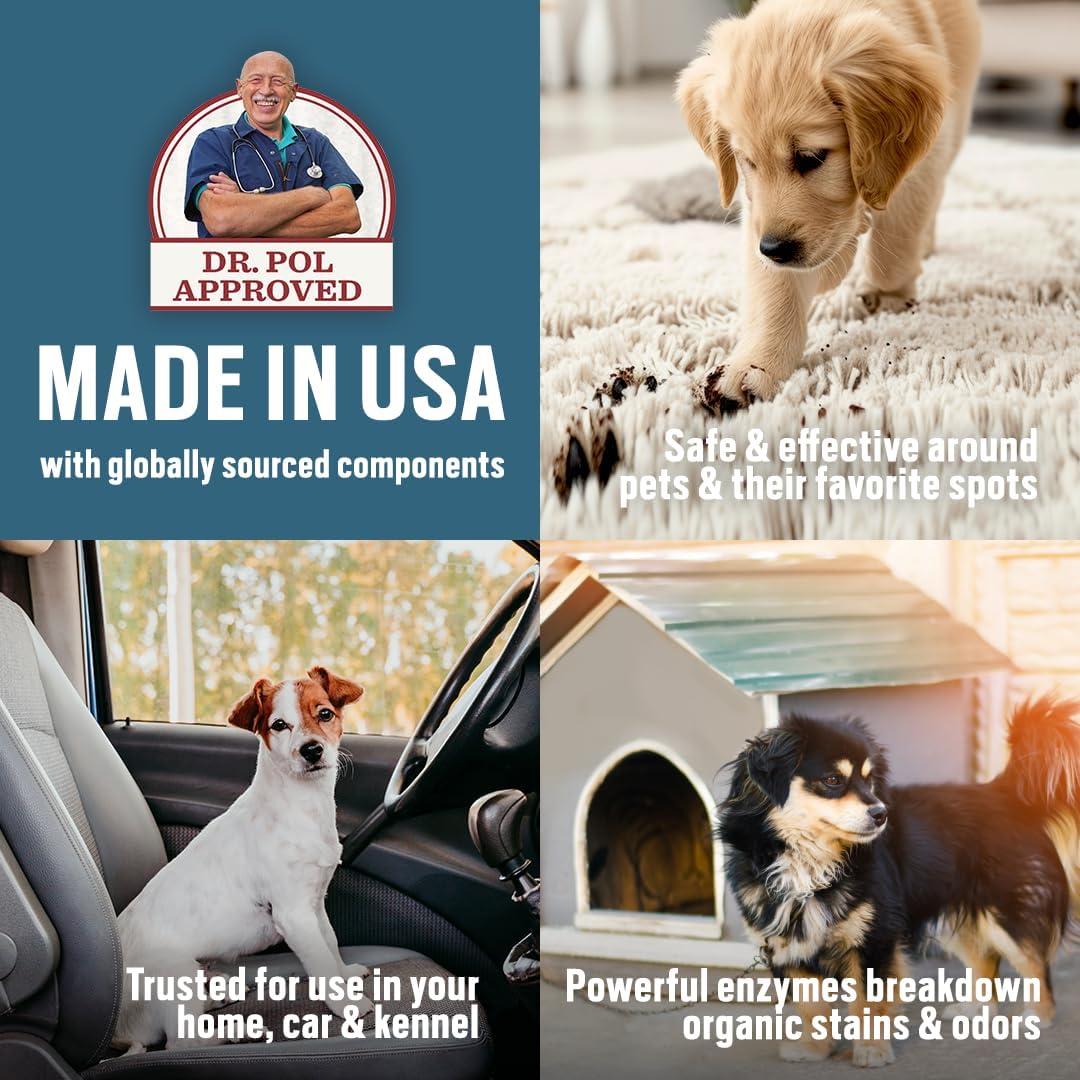 Close up of Dr. Pol pet cleaning product packaging