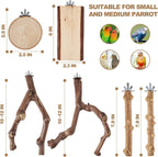 LIMIO 6-Piece Bird Perch Set - Natural Wood Grape Sticks, Paw Grinding Forks, Bird Stand & Toys for Parakeets, Cockatiels, Conure, Budgies - Image 5