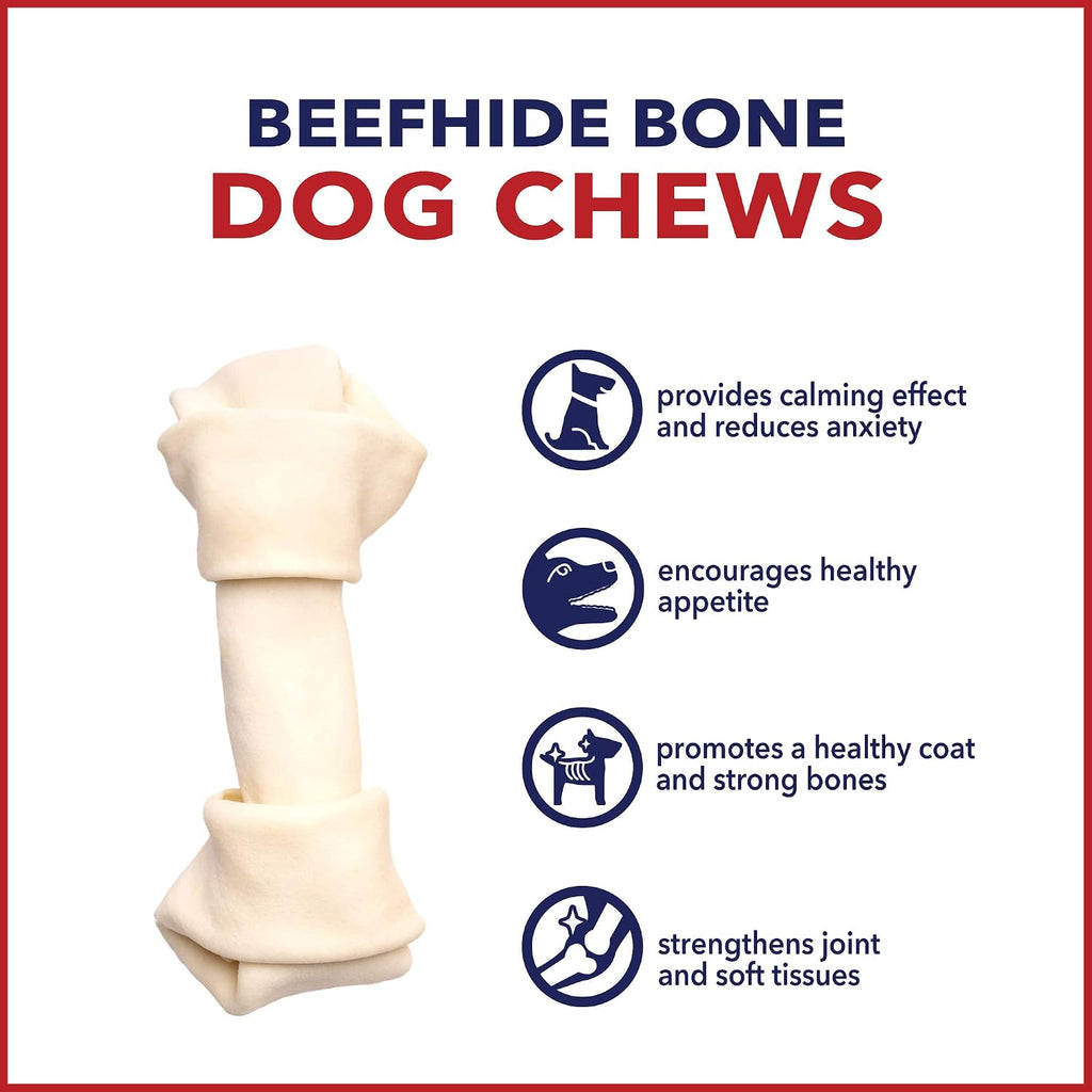 Premium USA imported beefhide knotted bones for medium dogs
