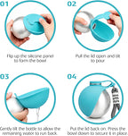 BPA free silicone pet travel bowl attachment close up view
