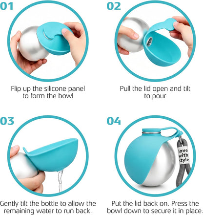 BPA free silicone pet travel bowl attachment close up view
