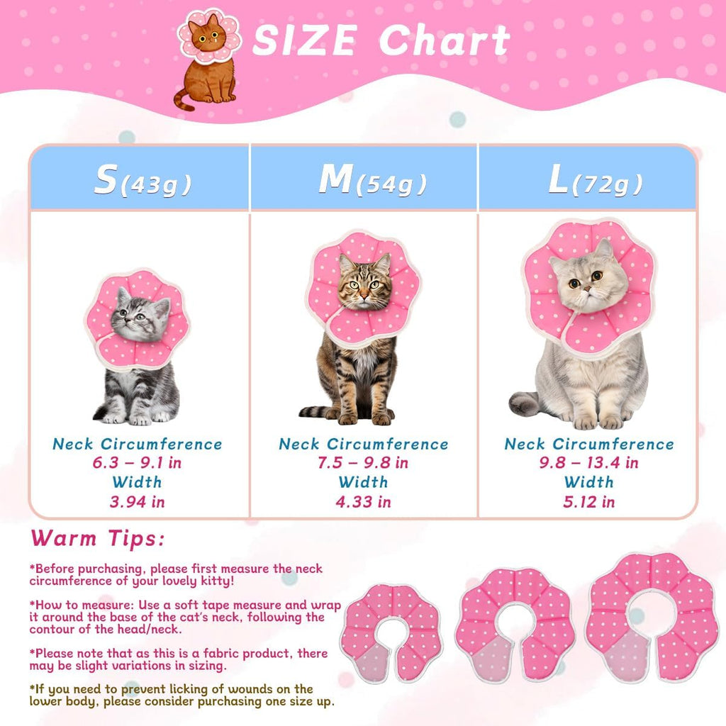 Soft fabric anti bite and anti lick cat collar for safe post op healing and grooming