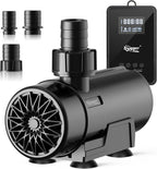 Hygger adjustable DC water pump front view showcasing external LCD controller and premium black housing for aquariums.
