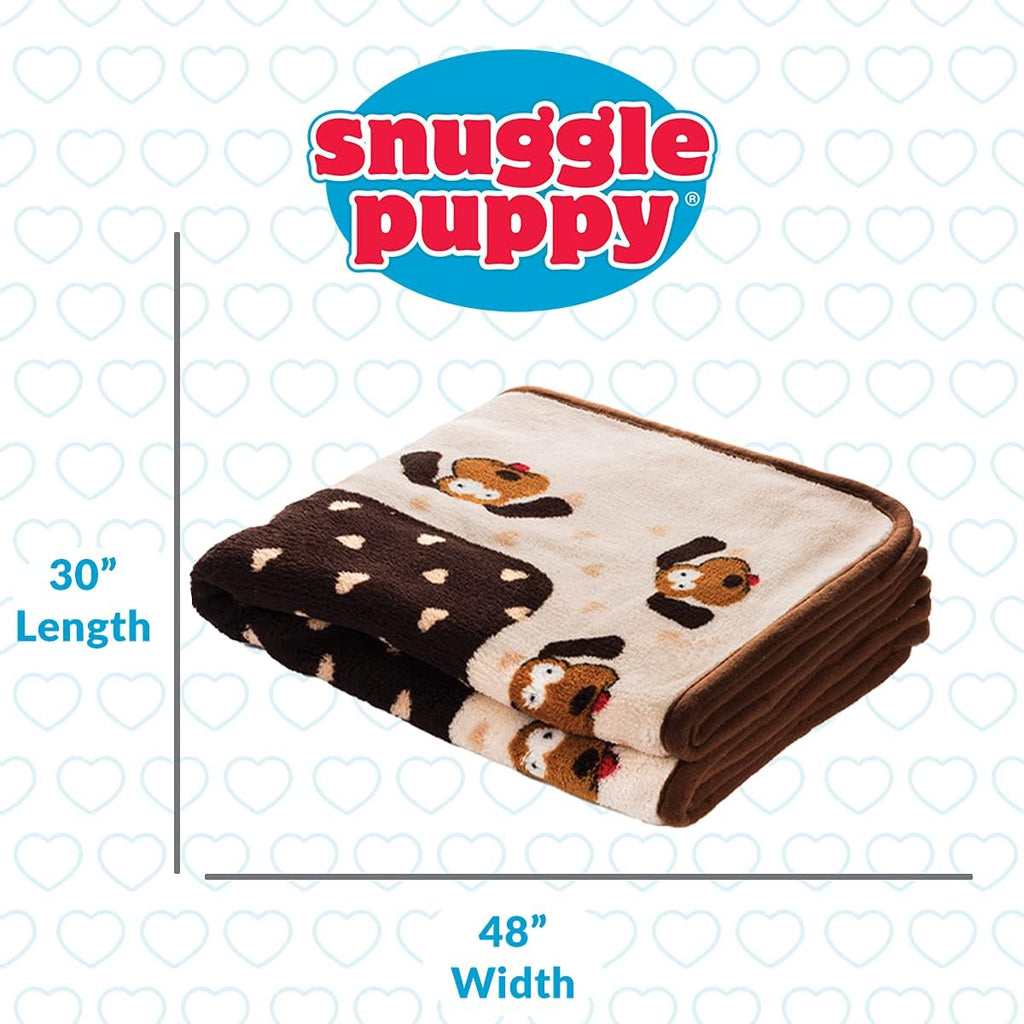 Snuggle Puppie brown pattern pet blanket folded neatly showcasing its premium texture