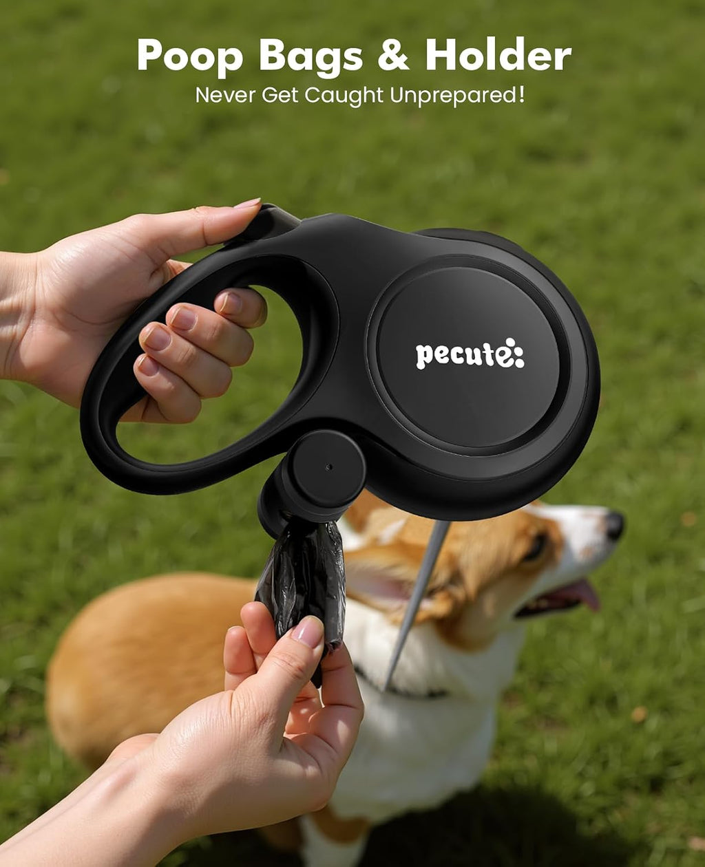 One-handed thumb lock mechanism on dog leash