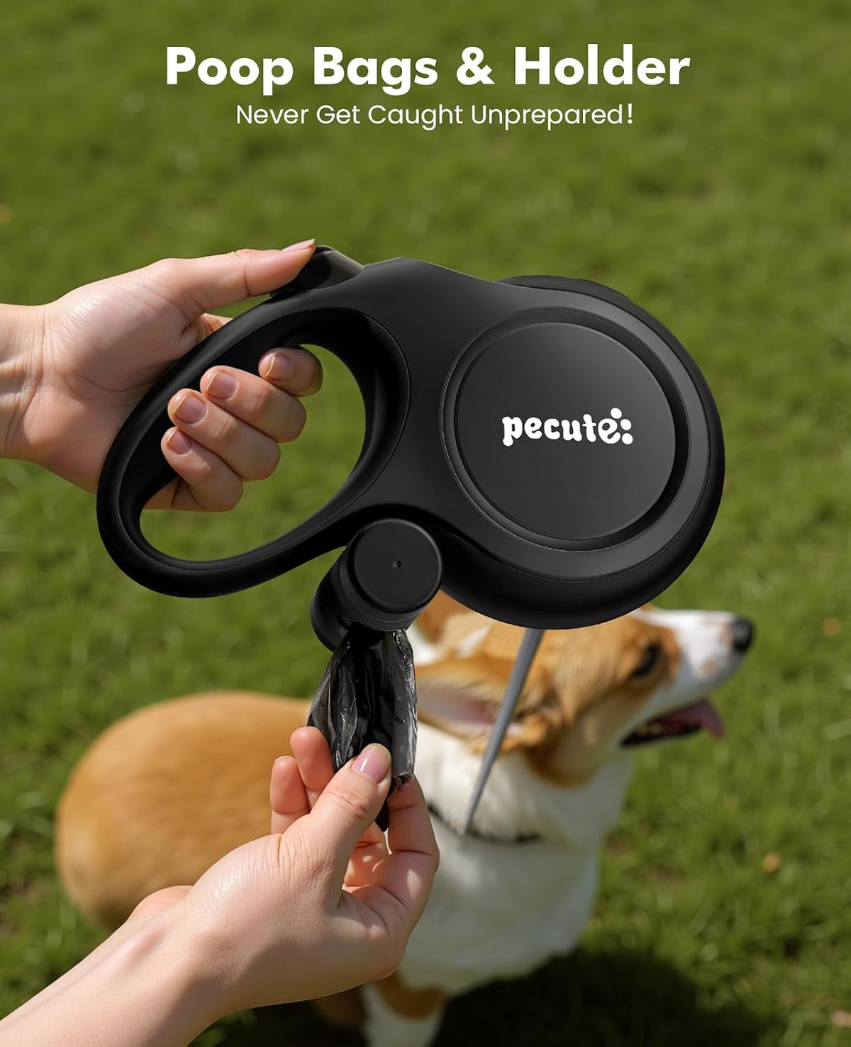 One-handed thumb lock mechanism on dog leash