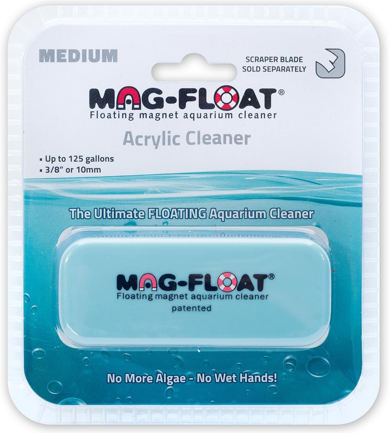 Mag-Float small size floating aquarium magnet brush packaged and ready for acrylic tank maintenance.