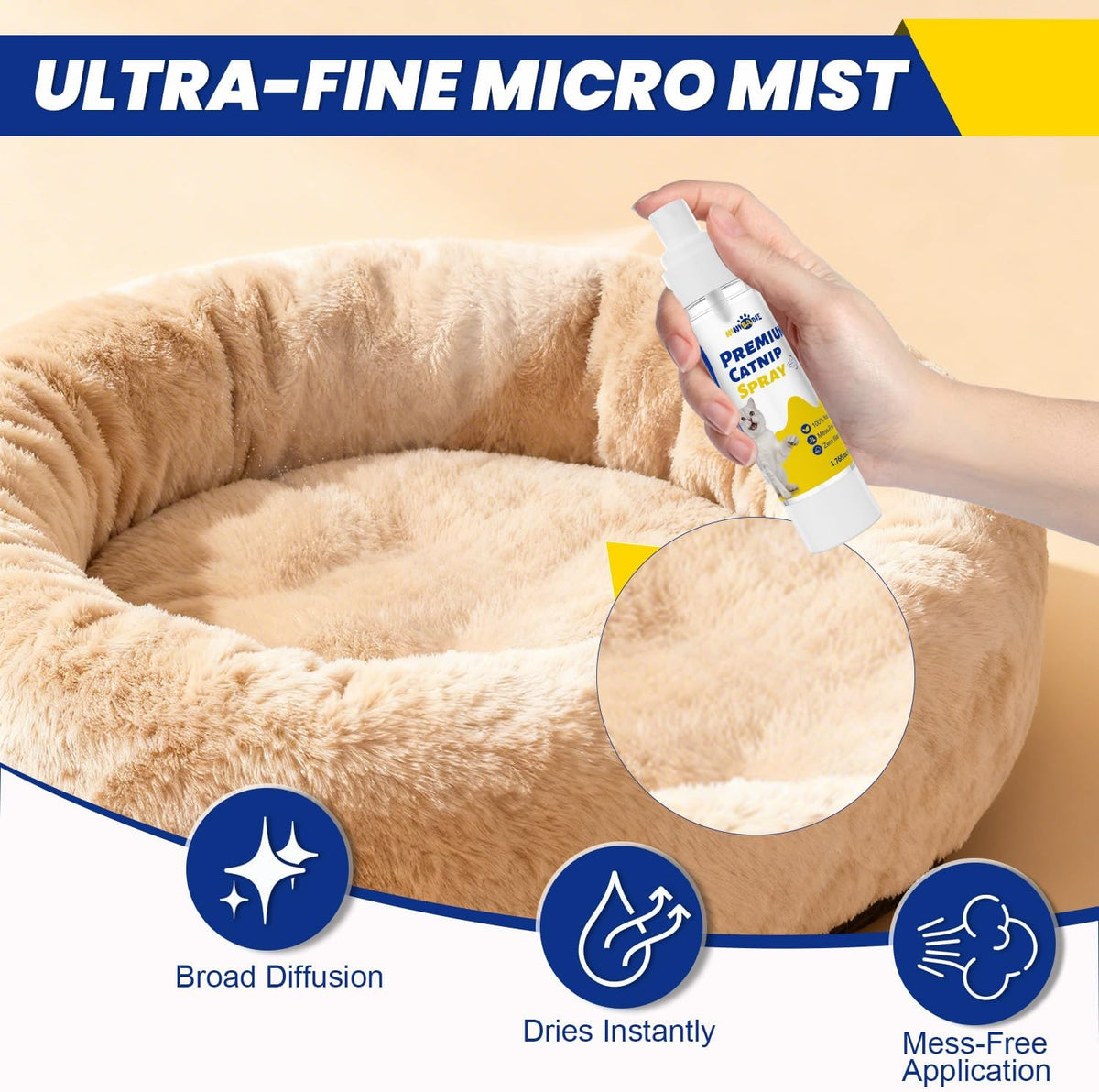 Ninibabie non staining catnip formula packaging details and usage directions.