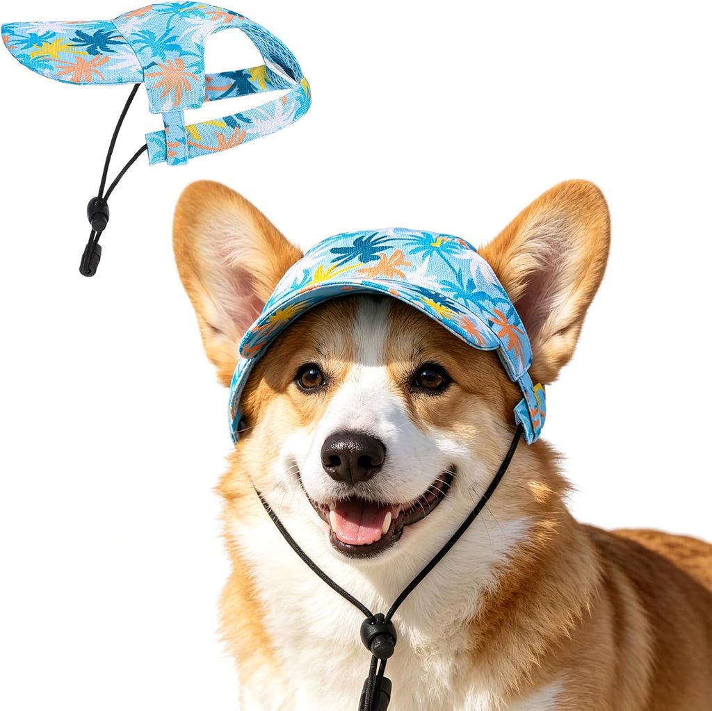 Expawlorer dog baseball cap front view with palm tree print