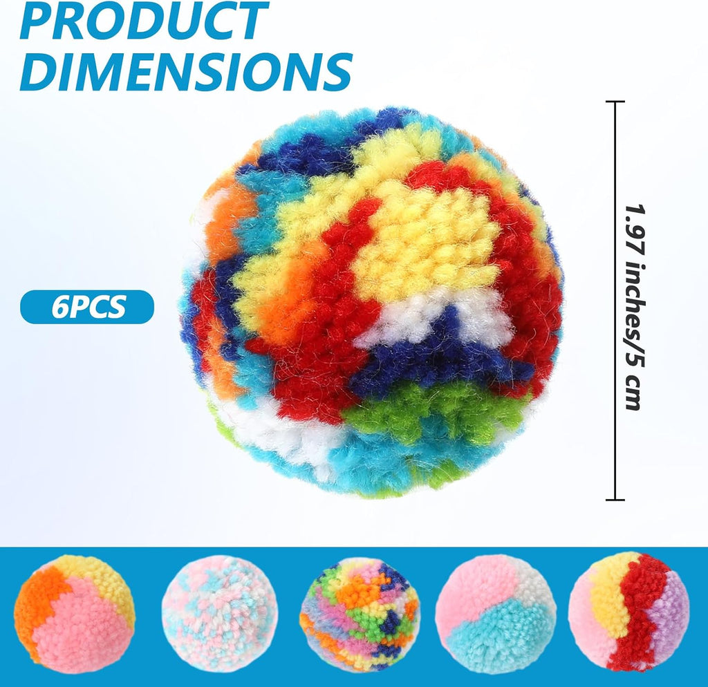 Soft texture colorful kitten teaser play balls set close up view