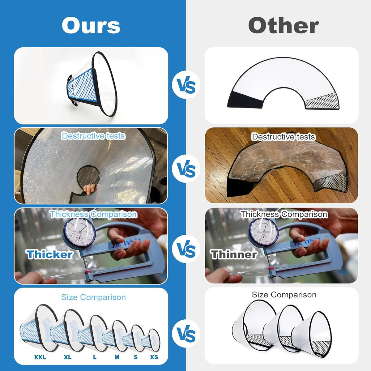 Anti bite anti lick protective e collar attached to a large dog