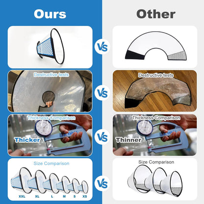Anti bite anti lick protective e collar attached to a large dog