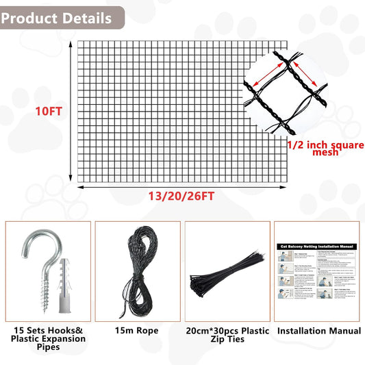 Close up of Poyee durable HDPE cat safety mesh texture