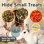 Close up view of the small holes at the bottom of the plastic rabbit nesting cups designed for treat scent escape.